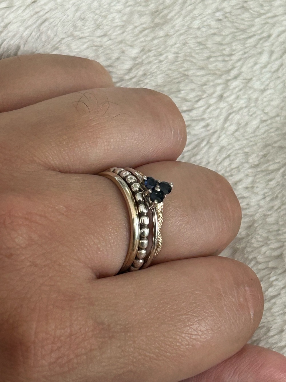 💙 925 triplet set sapphire stacking ring